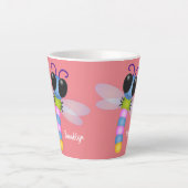 Tasse Latte Illustration d'une libellule bleu et rose (Devant)