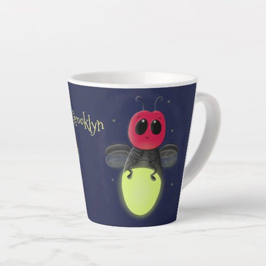 Tasse Latte Illustration d'une luciole à éclair mignon (Angle droit)