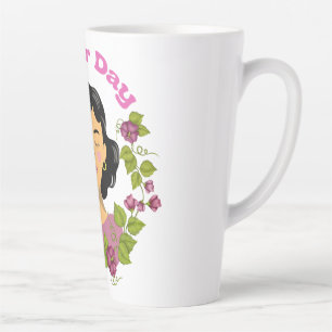 Tasse Latte  Illustration élégante de femme florale pour la fê