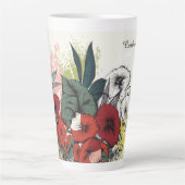 Tasse Latte Illustration Fleur de nom personnalisé (Devant)