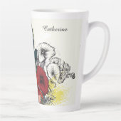 Tasse Latte Illustration Fleur de nom personnalisé (Droite)