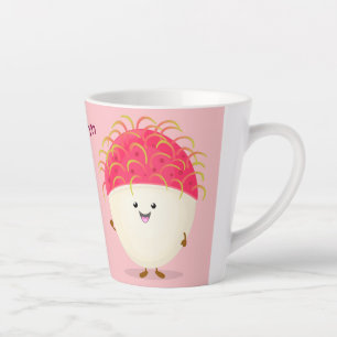 Tasse Latte Illustration mignon du ramboutan rose