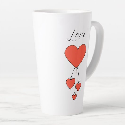 Tasse Latte Illustration simple avec coeur écarlate Amour (Angle droit)