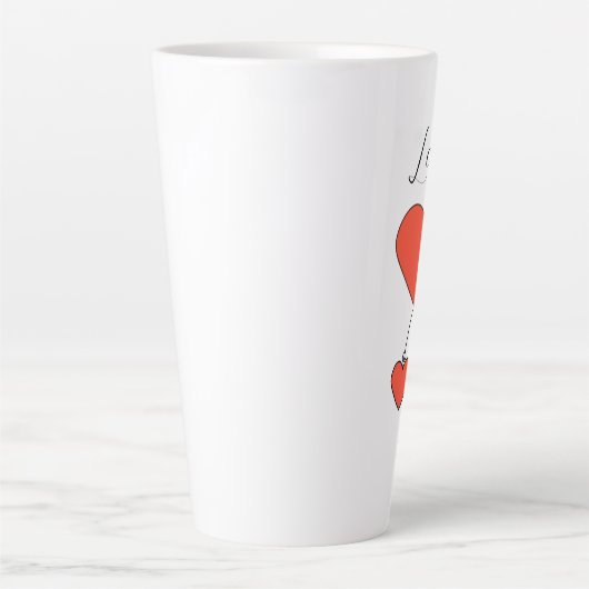 Tasse Latte Illustration simple avec coeur écarlate Amour (Devant)