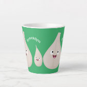Tasse Latte Illustration végétale de caricature à l'ail mignon (Devant)