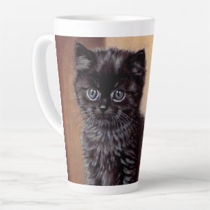 Tasse Latte Illustration vintage Halloween Black Kitten