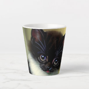 Tasse Latte Illustration vintage Tuxedo Kitten