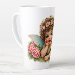 Tasse Latte Image à découper - Enfant fée vintage allongé dans