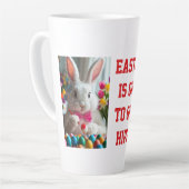 Tasse Latte Image de lapin de Pâques humour texte (Angle gauche)