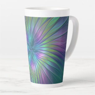 Tasse Latte Imaginaire brillant coloré Fleur Abstrait Fractal