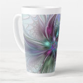 Tasse Latte Imaginaire coloré Abstrait Fleur fractale moderne (Angle gauche)