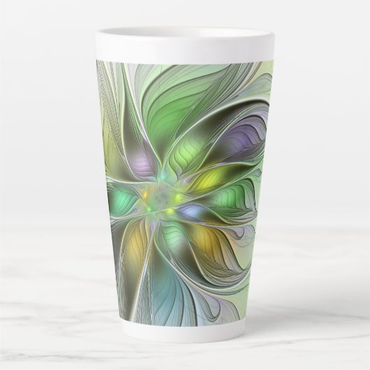 Tasse Latte Imaginaire coloré Fleur moderne Abstrait Fractal (Devant)