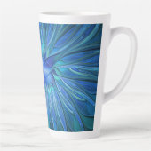 Tasse Latte Imaginaire Fleur Bleue Motif, Art Fractal Abstrait (Droite)