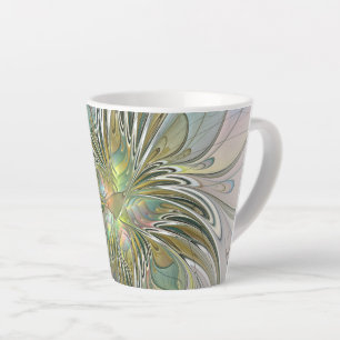 Tasse Latte Imaginaire Floral Fleur Art Fractal Moderne Avec O