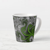 Tasse Latte Imaginaire Monde Vert Et Gris Art Fractal Abstrait (Angle droit)