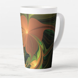 Tasse Latte Imaginaire Plante Abstrait rouille verte Brown fra