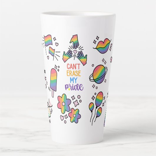 Tasse Latte Impossible d'effacer ma fierté LGBTQ (Devant)