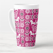 Tasse Latte Impression de cheval suédois Dala rose (Angle gauche)