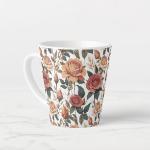 Tasse Latte Impression de fleur de rose rouge rustique vintage