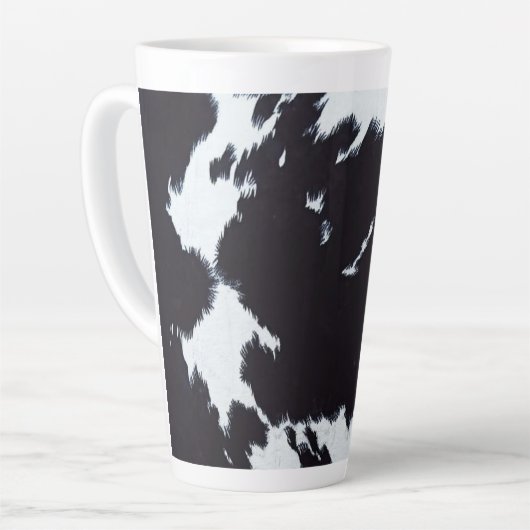 Tasse Latte Impression de la vache noire et blanche (Angle gauche)