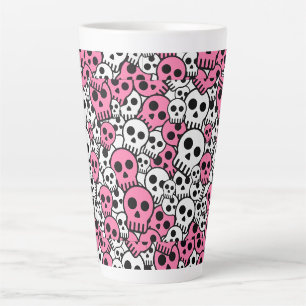 Tasse Latte Impression de motif de crâne gothique rose