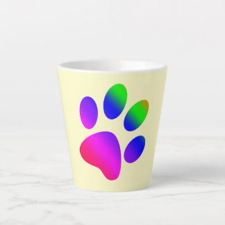 Tasse Latte Impression de patte d'animal en couleurs arc-en-ci