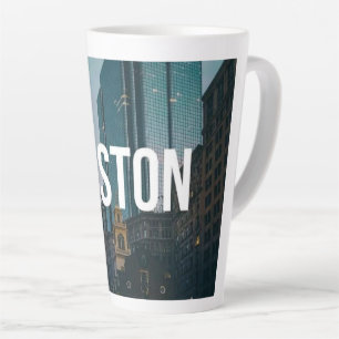 Tasse Latte Impression de paysage urbain vintage de Boston - A