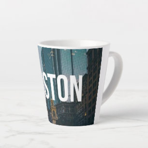 Tasse Latte Impression de paysage urbain vintage de Boston - A
