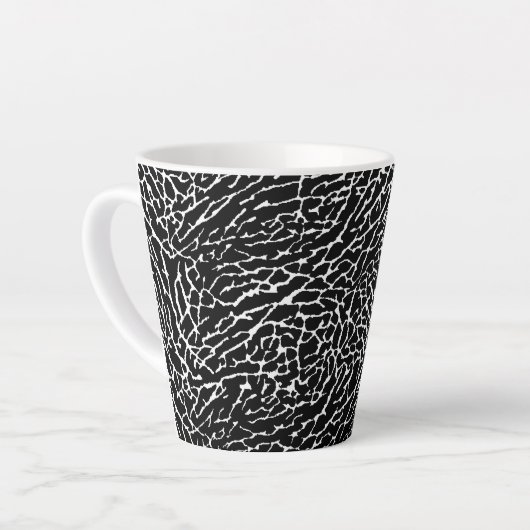 Tasse Latte Impression d'éléphant noir et blanc (Angle gauche)