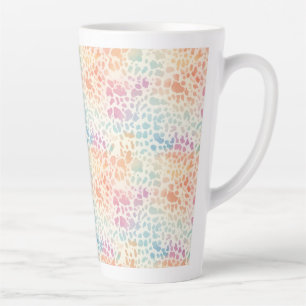 Tasse Latte Impression léopard arc-en-ciel pastel à l'aquarell