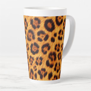 Tasse Latte Imprimé léopard sauvage or orange ambre aspect fou