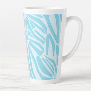 Tasse Latte Imprimé Zèbre Bleu et Blanc Gras
