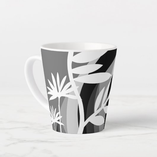 Tasse Latte Imprimer Plante monochromatique (Angle gauche)