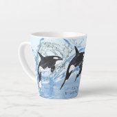Tasse Latte Incroyable Orques d'aquarelle noire et blanche (Angle gauche)