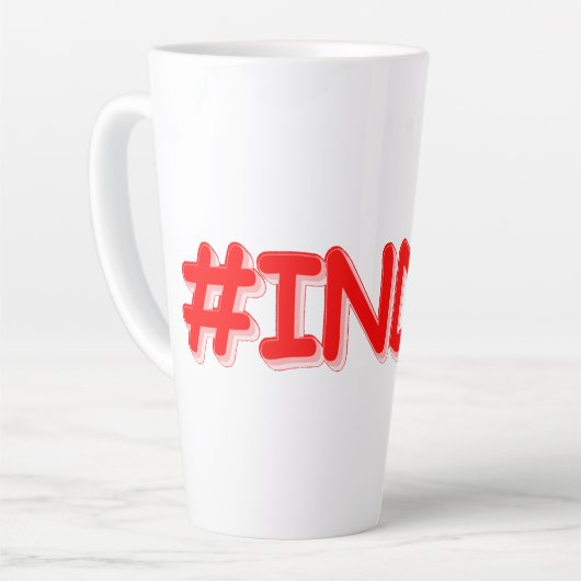 Tasse Latte "#India" Joli design. Commandez dès maintenant  (Angle gauche)