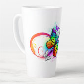 Tasse Latte Infini lumineux avec papillon arc-en-ciel (Angle gauche)