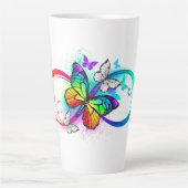 Tasse Latte Infini lumineux avec papillon arc-en-ciel (Devant)