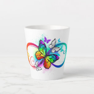 Tasse Latte Infini lumineux avec papillon arc-en-ciel