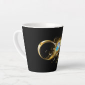 Tasse Latte Infinité avec plume de paon doré (Angle gauche)