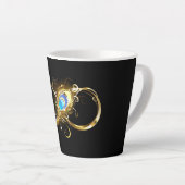 Tasse Latte Infinité avec plume de paon doré (Angle droit)