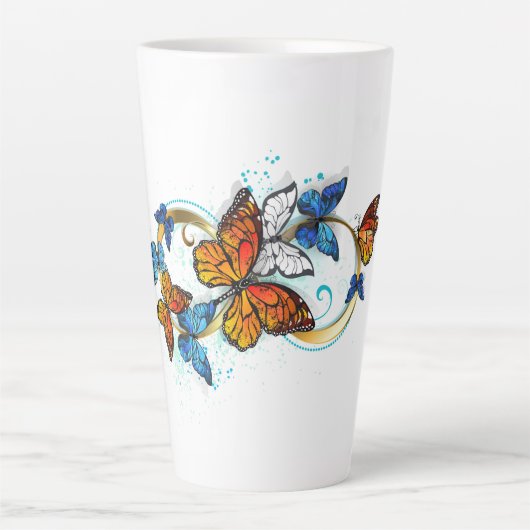 Tasse Latte Infinité de papillons monarques (Devant)