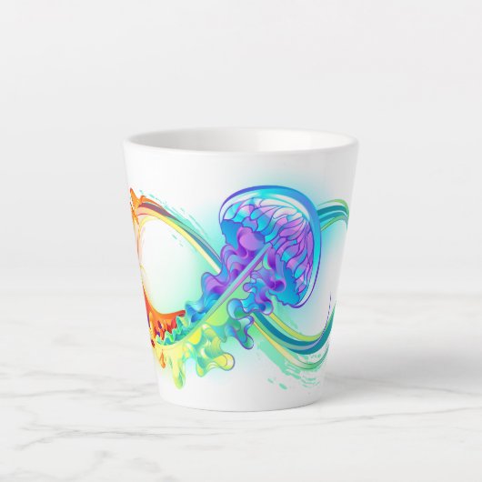 Tasse Latte Infinity avec Rainbow Jellyfish (Devant)