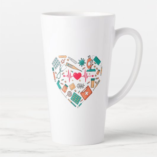 Tasse Latte Infirmière Infirmière Outil Coeur (Droite)