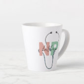 Tasse Latte Infirmière personnalisée Praticien Rétro NP Nom Ca (Angle droit)