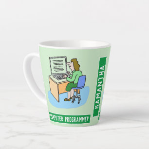 Tasse Latte Informaticienne avec nom au choix