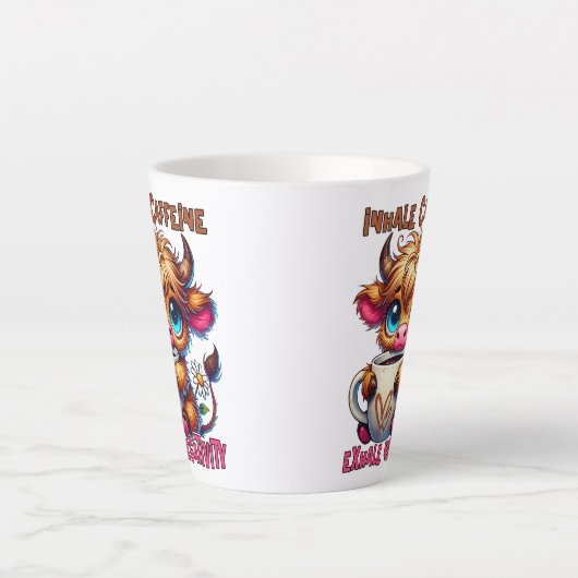 Tasse Latte Inhale Caffeine Exhale Negativity (Devant)