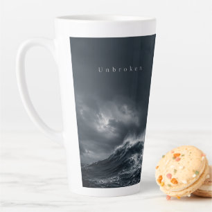 Tasse Latte Ininterrompu - Citation esthétique d'océan tempétu