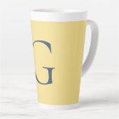 Tasse Latte Initial Letter Monogram Jasmine Slate Grey Plain (Angle droit)