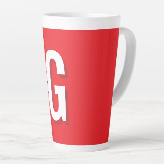 Tasse Latte Initial Letter Monogram Red White Plain Simple (Angle droit)