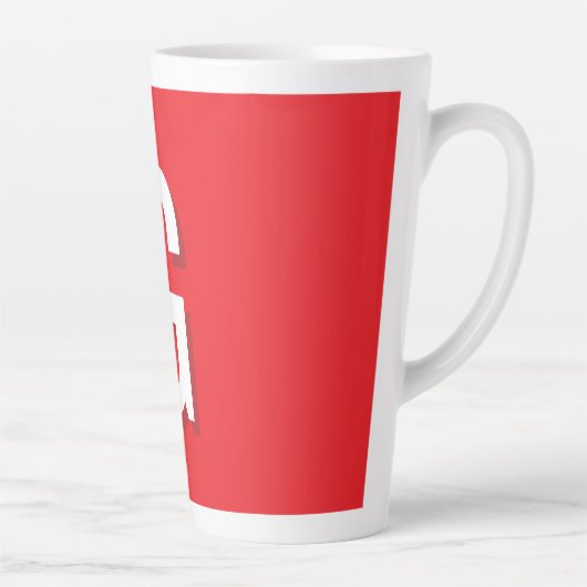 Tasse Latte Initial Letter Monogram Red White Plain Simple (Droite)